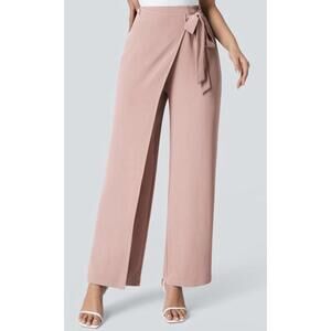 Halara Flex High Waisted Tie Side Wide Leg Work Pants Pink Size Small Reg NWT